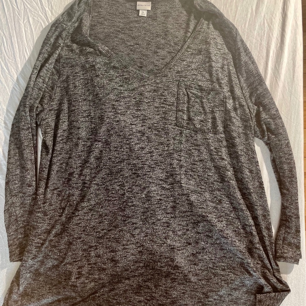 3X AVA-VIV Gray Oversized Sweater